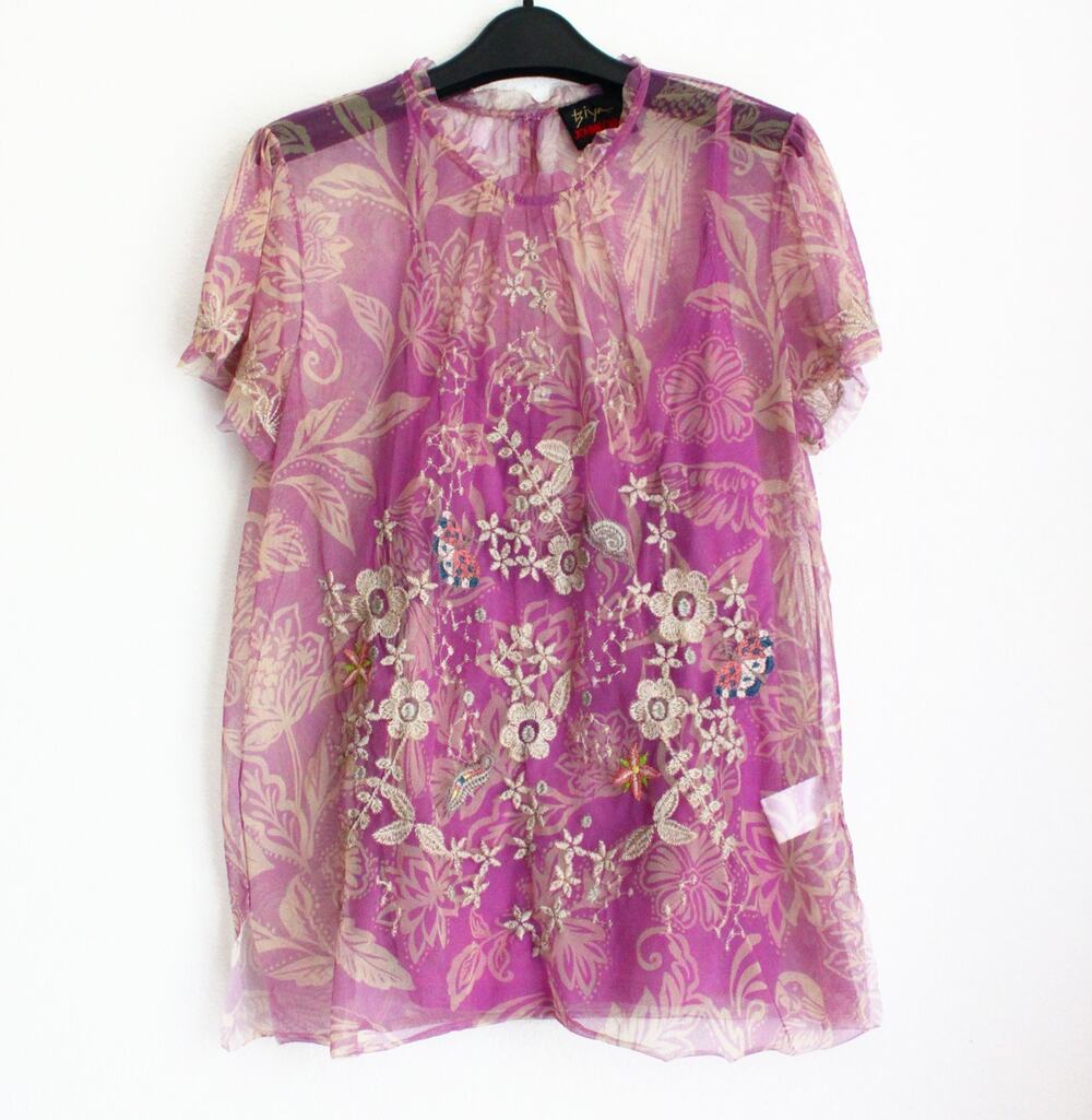 JOHNNY WAS Mazzy Ruffle Neck Blouse, Noah Blushing, Size M